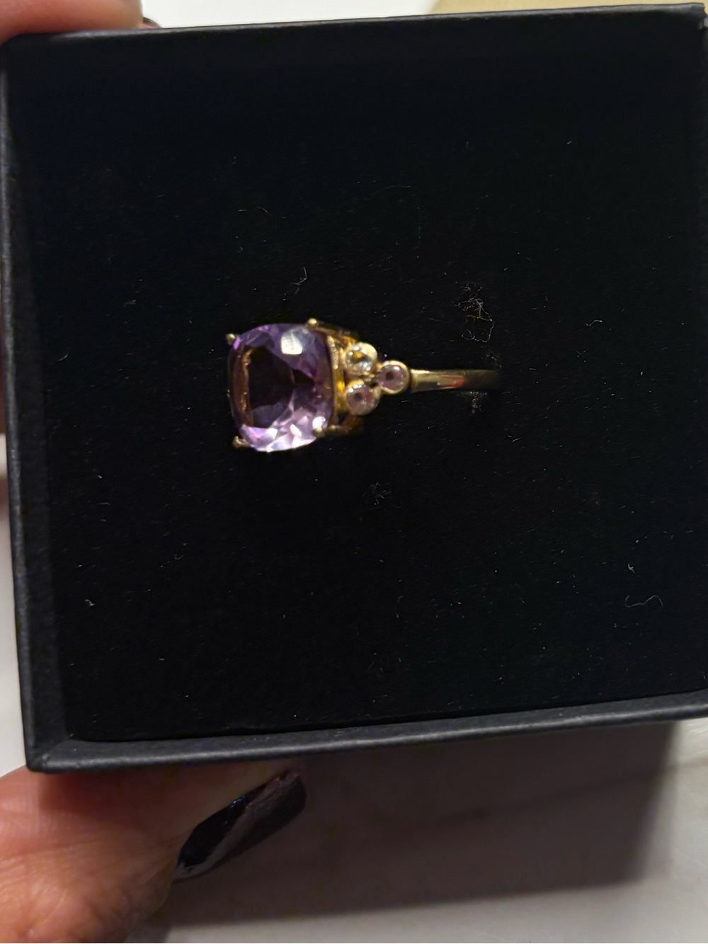 925 esterling silver India Gold Ring with Purple Gemstone - Women's Jewelry - Picture 2 of 7